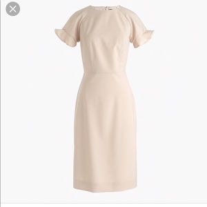 J Crew NWOT wool ruffled sleeve sheath dress